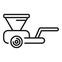 Manual seeding machine spreading seeds on field icon vector