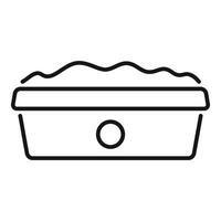 Rectangular plastic container filled with food ready for delivery vector