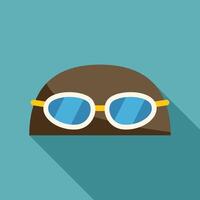 Swimmer wearing a swim cap and goggles getting ready to swim vector