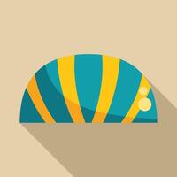 Striped semicircle with long shadow is casting a shadow on a tan background vector