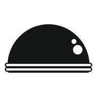 Black and white vector icon of a hemisphere dome with a flat base