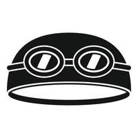 Swimming cap with goggles icon, simple style vector