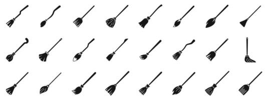 Broomstick icons set. Witch broomstick icons set simple style vector