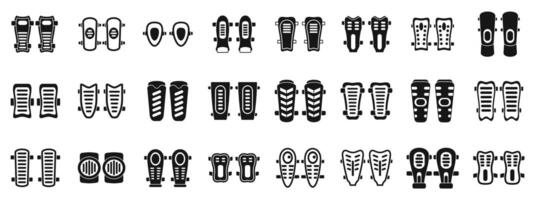 Shin Guards icons set. Football soccer protective gear shin guards icons set simple style vector