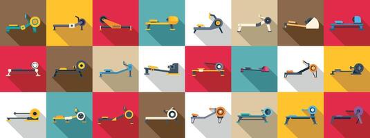 Rowing Machine icons set. Rowing machine icon set showing cardio workout vector
