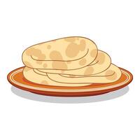 Pile of freshly baked chapati bread resting on a plate vector