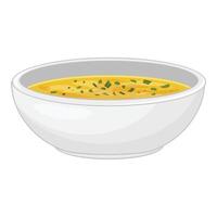 Steaming hot bowl of chicken soup garnished with parsley vector