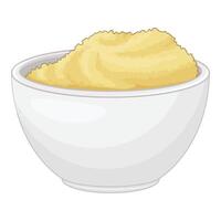 White bowl overflowing with delicious mashed potatoes vector