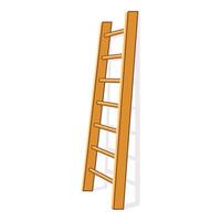 Wooden ladder leaning against wall casting shadow vector