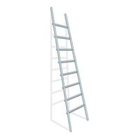 Metallic ladder leaning against white wall with shadow vector