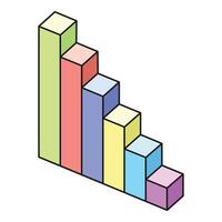 Colorful bar graph showing decreasing trend over time vector