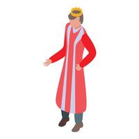 King wearing crown standing with hand on hip vector