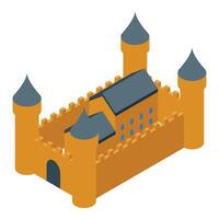 Medieval castle with towers and gate isometric illustration vector