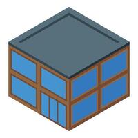 Modern office building with large windows isometric icon vector