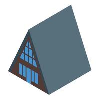 Modern a frame cabin for rent featuring large windows isometric view vector