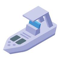 Modern fast boat sailing on water surface isometric icon vector