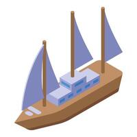 Wooden sailing ship navigating calm waters vector