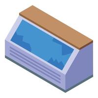 Empty refrigerated display case cooling down for fresh food vector