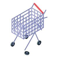 Empty shopping cart standing on white background vector