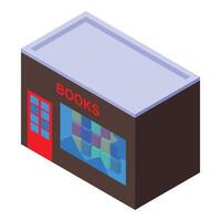 Modern bookstore building facade with large display window showing books for sale vector