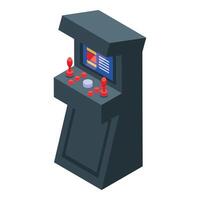 Retro arcade game machine displaying colorful pixels vector