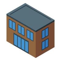 Modern private residential house with large windows isometric view vector