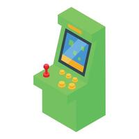 Green arcade game machine displaying gaming interface vector