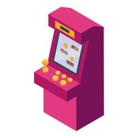 Retro arcade game showing playing screen isometric view vector