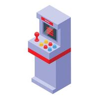 Retro arcade game machine displaying colorful screen vector