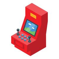 Red arcade game machine displaying gaming interface vector