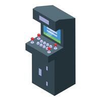 Arcade game machine with joysticks and buttons for playing video games vector