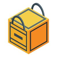 Isometric icon depicting a mining container full of gold bars vector