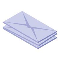 Stack of envelopes isometric sending mail icon vector