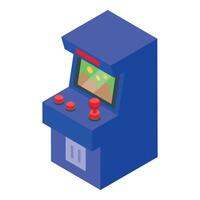 Blue arcade game machine displaying game over screen isometric view vector