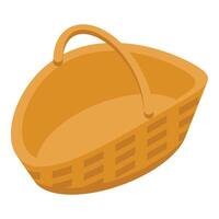 Empty wicker basket standing on white background vector
