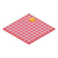 Red checkered picnic blanket with two bananas lying on top isometric 3d icon vector