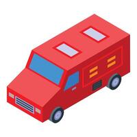 Red armored security van transporting money and valuables isometric view vector