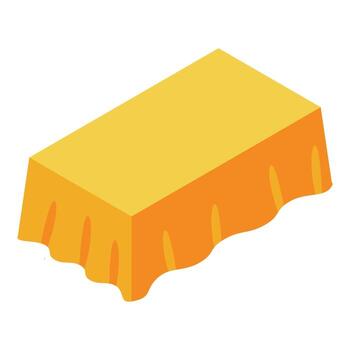 rectangular Manteles con pliegues cubierta un mesa isométrica ilustración vector