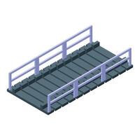 Wooden bridge connecting two sides in isometric view vector