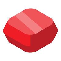 Red square button being pushed down on white background vector