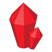 Two red crystals standing on white background vector