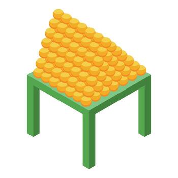 Stack of oranges forming a pyramid on a table vector