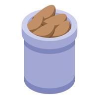 Round storage container holding pile of dates vector