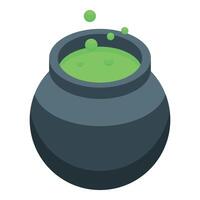 Magic potion is bubbling in a cauldron vector