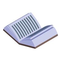 Open book isometric view showing written words on pages vector