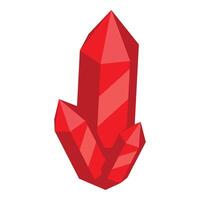 Red crystal shining with bright light on white background vector