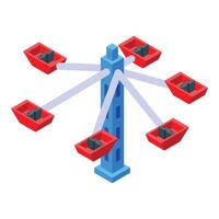 Red and blue swing ride spinning at an amusement park vector