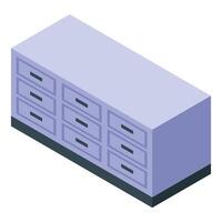 Big archive cabinet with closed drawers isometric view vector