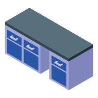 Modern kitchen counter with drawers showing isometric projection vector