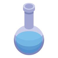 Chemical flask containing blue liquid for a science experiment vector
